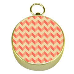 Modern Retro Chevron Patchwork Pattern Gold Compass