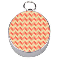 Modern Retro Chevron Patchwork Pattern Silver Compass