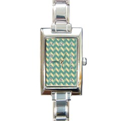 Mint Modern Retro Chevron Patchwork Pattern Rectangular Italian Charm Watch by GardenOfOphir