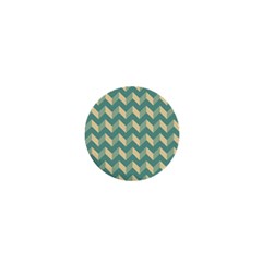 Mint Modern Retro Chevron Patchwork Pattern 1  Mini Button