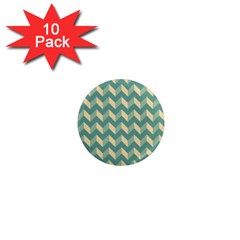 Mint Modern Retro Chevron Patchwork Pattern 1  Mini Button Magnet (10 Pack)