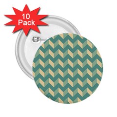 Mint Modern Retro Chevron Patchwork Pattern 2 25  Button (10 Pack)