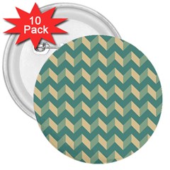 Mint Modern Retro Chevron Patchwork Pattern 3  Button (10 Pack)