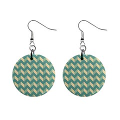 Mint Modern Retro Chevron Patchwork Pattern Mini Button Earrings