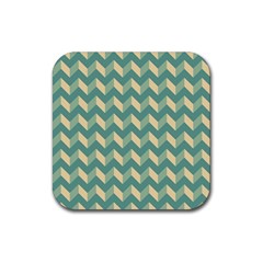 Mint Modern Retro Chevron Patchwork Pattern Drink Coaster (square) by GardenOfOphir