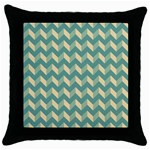 Mint Modern Retro Chevron Patchwork Pattern Black Throw Pillow Case Front