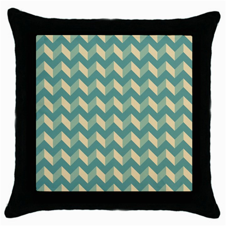 Mint Modern Retro Chevron Patchwork Pattern Black Throw Pillow Case