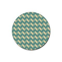 Mint Modern Retro Chevron Patchwork Pattern Drink Coaster (round)