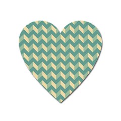 Mint Modern Retro Chevron Patchwork Pattern Magnet (heart)