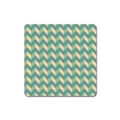 Mint Modern Retro Chevron Patchwork Pattern Magnet (square) by GardenOfOphir