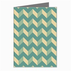 Mint Modern Retro Chevron Patchwork Pattern Greeting Card by GardenOfOphir