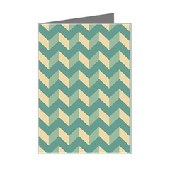 Mint Modern Retro Chevron Patchwork Pattern Mini Greeting Card