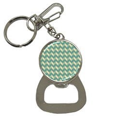 Mint Modern Retro Chevron Patchwork Pattern Bottle Opener Key Chain by GardenOfOphir