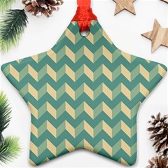 Mint Modern Retro Chevron Patchwork Pattern Star Ornament (two Sides)