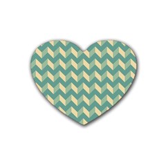 Mint Modern Retro Chevron Patchwork Pattern Drink Coasters (heart) by GardenOfOphir