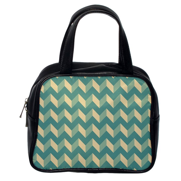 Mint Modern Retro Chevron Patchwork Pattern Classic Handbag (One Side)