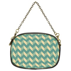 Mint Modern Retro Chevron Patchwork Pattern Chain Purse (two Sided) 