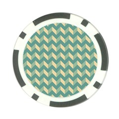 Mint Modern Retro Chevron Patchwork Pattern Poker Chip (10 Pack)