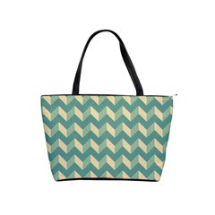 Mint Modern Retro Chevron Patchwork Pattern Large Shoulder Bag