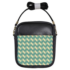 Mint Modern Retro Chevron Patchwork Pattern Girl s Sling Bag