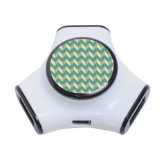 Mint Modern Retro Chevron Patchwork Pattern 3 Port Usb Hub by GardenOfOphir