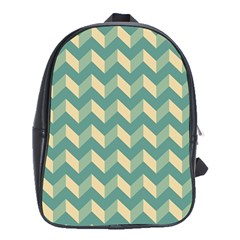 Mint Modern Retro Chevron Patchwork Pattern School Bag (xl) by GardenOfOphir