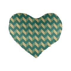 Mint Modern Retro Chevron Patchwork Pattern 16  Premium Heart Shape Cushion 