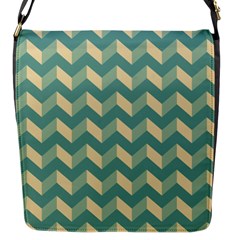 Mint Modern Retro Chevron Patchwork Pattern Flap Closure Messenger Bag (small) by GardenOfOphir