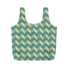 Mint Modern Retro Chevron Patchwork Pattern Reusable Bag (m)