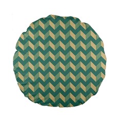 Mint Modern Retro Chevron Patchwork Pattern 15  Premium Flano Round Cushion 