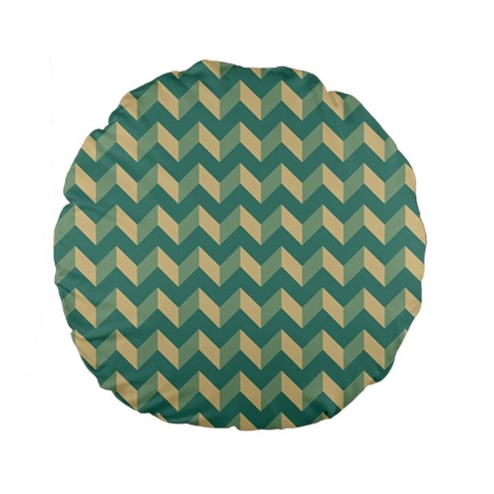 Mint Modern Retro Chevron Patchwork Pattern 15  Premium Flano Round Cushion 