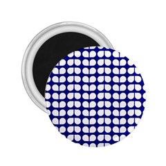 Blue And White Leaf Pattern 2 25  Button Magnet