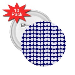 Blue And White Leaf Pattern 2 25  Button (10 Pack)