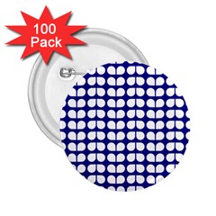 Blue And White Leaf Pattern 2 25  Button (100 Pack)