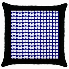 Blue And White Leaf Pattern Black Throw Pillow Case