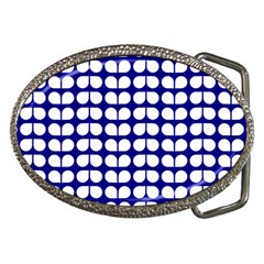 Blue And White Leaf Pattern Belt Buckle (Oval)