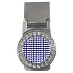 Blue And White Leaf Pattern Money Clip (CZ) Front