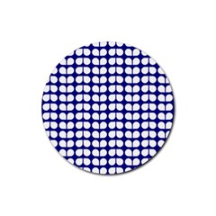 Blue And White Leaf Pattern Drink Coaster (Round)