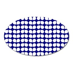 Blue And White Leaf Pattern Magnet (Oval)