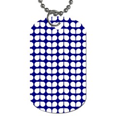 Blue And White Leaf Pattern Dog Tag (one Sided)