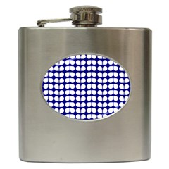 Blue And White Leaf Pattern Hip Flask