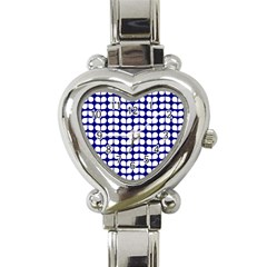 Blue And White Leaf Pattern Heart Italian Charm Watch 