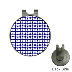 Blue And White Leaf Pattern Hat Clip With Golf Ball Marker