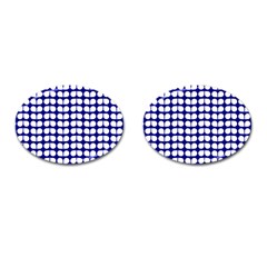 Blue And White Leaf Pattern Cufflinks (oval)