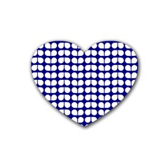 Blue And White Leaf Pattern Drink Coasters (heart)