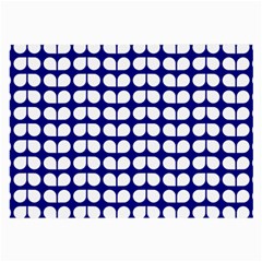 Blue And White Leaf Pattern Glasses Cloth (large, Two Sided)