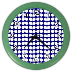 Blue And White Leaf Pattern Wall Clock (color)