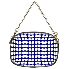 Blue And White Leaf Pattern Chain Purse (two Sided)  by GardenOfOphir