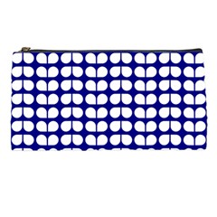 Blue And White Leaf Pattern Pencil Case