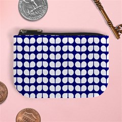 Blue And White Leaf Pattern Coin Change Purse by GardenOfOphir